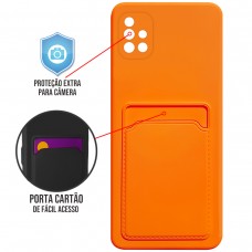 Capa para Samsung Galaxy A51 4G e 5G - Emborrachada Case Card Laranja